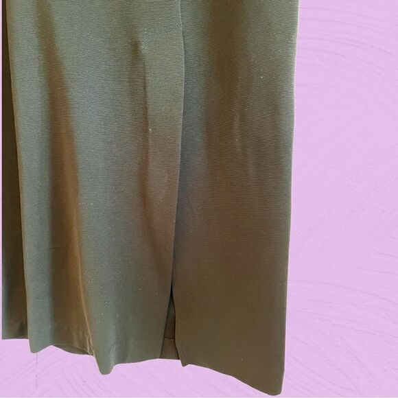 Vintage 90s ribbed midi black skirt with slit - Picture 2 of 10